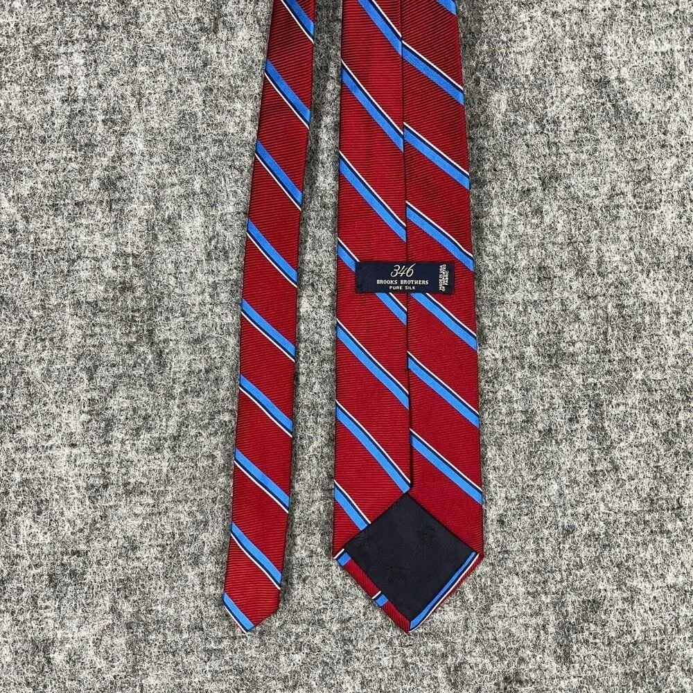 Brooks Brothers 345 Tie Mens Silk USA Red‎ Striped 56
